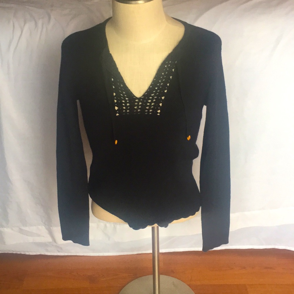 Copper key black knit blouse sweater